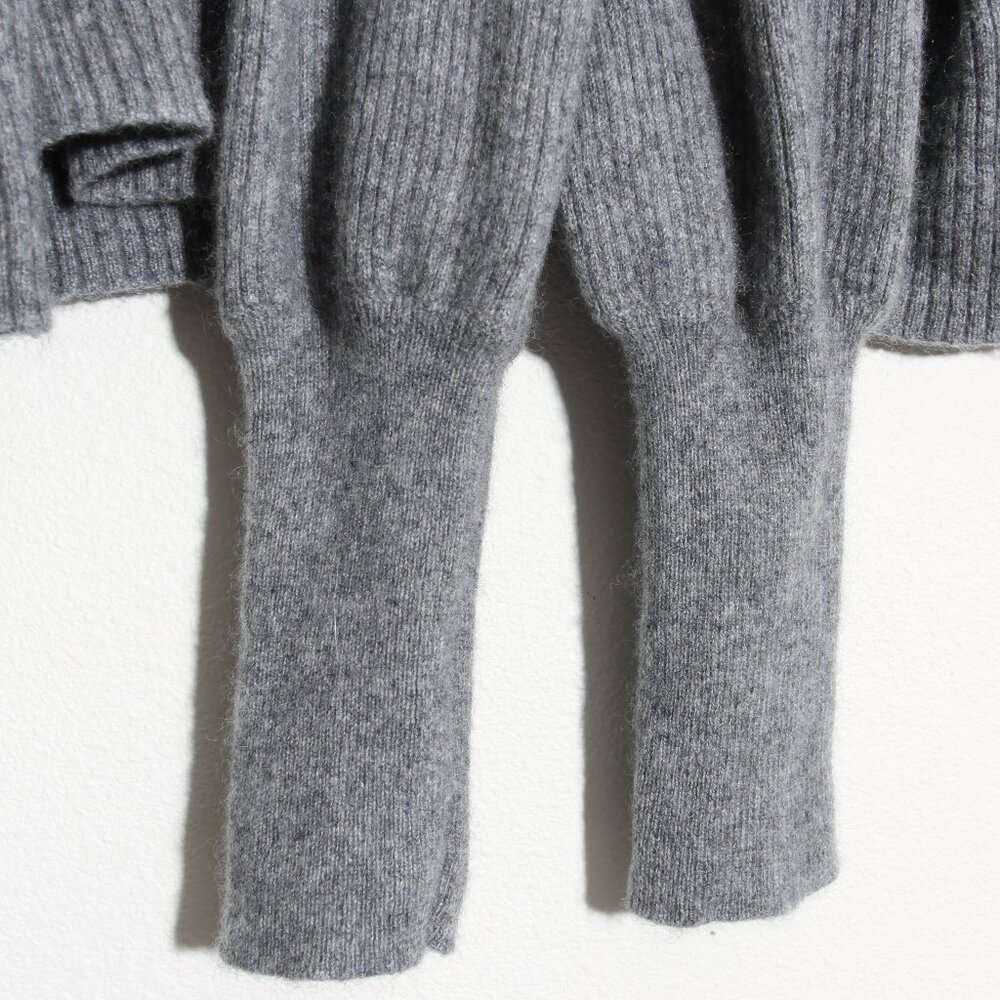 Reformation Luisa Cropped Ribbed Recycled Cashmere-Blend Turtleneck Sweater Gray - Picture 6 of 11